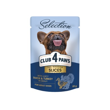 Club 4 Paws Premium Selection Консервы для взрослых собак мелких пород с уткой и индейкой в соусе