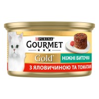 Gourmet Gold Консервы для взрослых кошек нежные биточки с говядиной и томатами
