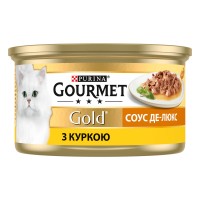 Gourmet Gold Соус Де-Люкс Консервы для взрослых кошек с курицей кусочки в соусе