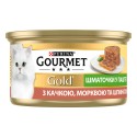 Gourmet Gold Консерви для дорослих кішок з качкою морквою та шпинатом шматочки в паштеті