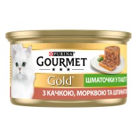 Gourmet Gold Консервы для взрослых кошек с уткой морковью и шпинатом кусочки в паштете