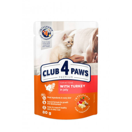Club 4 Paws Premium Консервы для взрослых кошек с индейкой в желе