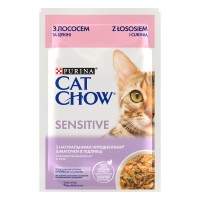 Cat Chow Sensetive Консервы для кошек с чувствительным пищеварением с лососем и цукини в желе