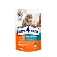 Club 4 Paws Premium Консервы для взрослых кошек с макрелью в соусе