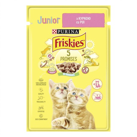 Friskies Junior Консервы для котят с курицей кусочки в подливе