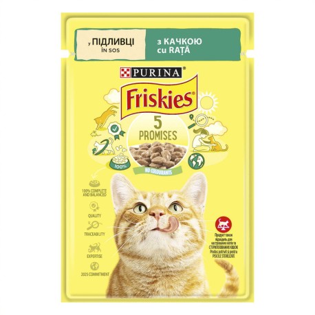 Friskies Консервы для взрослых кошек с уткой кусочки в подливе