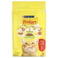 Friskies Сухой корм для взрослых кошек с говядиной курицей и овощами