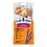 Club 4 Paws Premium Ласощі для кішок м'ясні палички з качкою та яловичиною