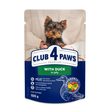 Club 4 Paws Premium Консервы для щенков мелких пород с уткой в желе