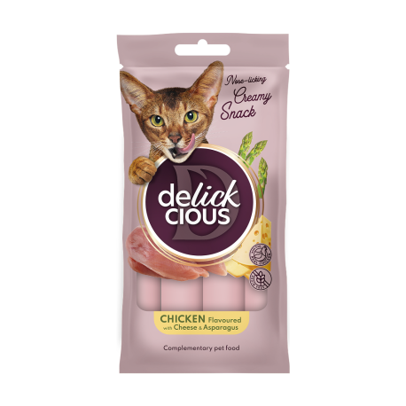 Delickcious Кремовые лакомства для кошек с сыром и спаржей