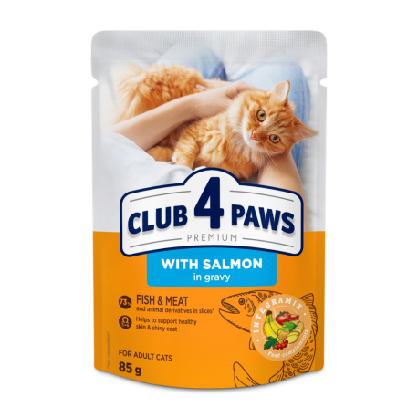 Club 4 Paws Premium Консервы для взрослых кошек с лососем в желе