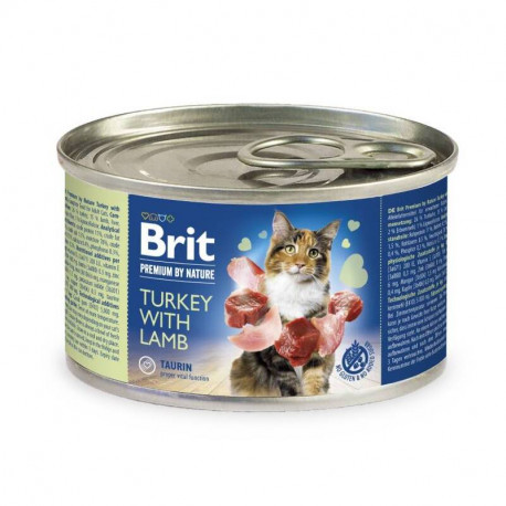 Brit Premium Cat Adult by Nature Консерви для дорослих кішок з індичкою та ягням