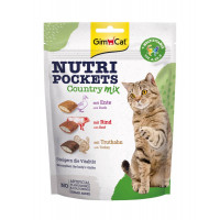 Ласощі для кішок качка з яловичиною та індичка з вітамінами GimCat Nutri Pockets Country Mix & Multi-Vitamin