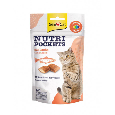 GimCat Nutri Pockets with Salmon & Omega 3+6 Ласощі для кішок з лососем та жирними кислотами