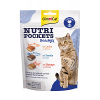 GimCat Nutri Pockets Sea Mix & Taurine Лакомства для кошек лосось с форелью и креветками с таурином