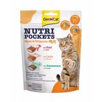 GimCat Nutri Pockets Malt Vitamin Mix Лакомства для кошек начинка с солодом и витаминами