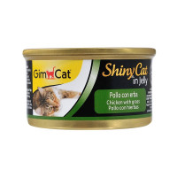 GimCat ShinyCat in Jelly Консерви для дорослих кішок з куркою та травою в желе