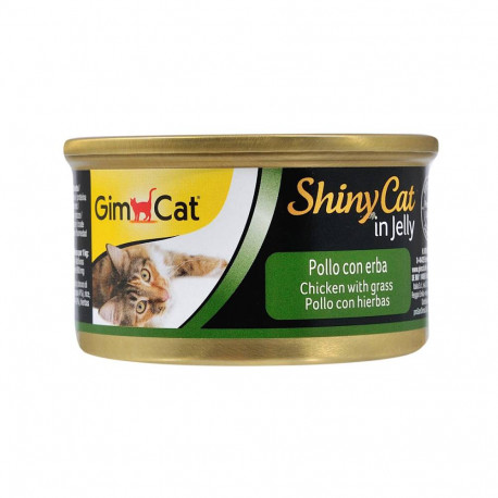 GimCat ShinyCat in Jelly Консерви для дорослих кішок з куркою та травою в желе