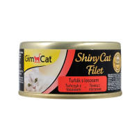 GimCat ShinyCat Filet Консерви для дорослих кішок зі шматочками тунця та лосося в бульйоні