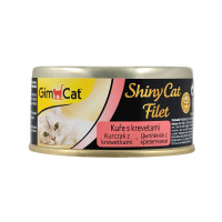 GimCat ShinyCat Filet Консерви для дорослих кішок зі шматочками курячого філе та креветками в бульйоні