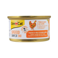 GimCat Superfood ShinyCat Duo Консерви для дорослих кішок з куркою та морквою в бульйоні