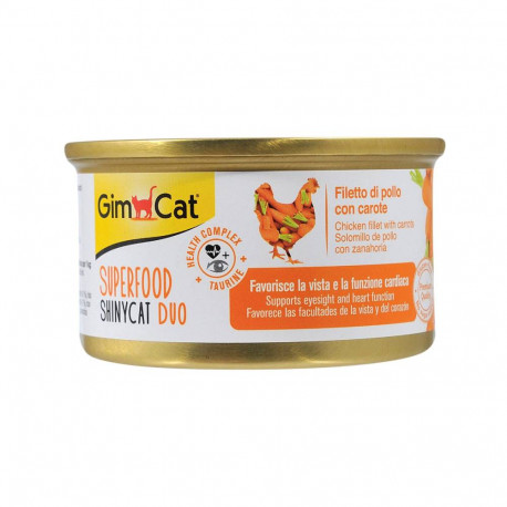 GimCat Superfood ShinyCat Duo Консервы для взрослых кошек с курицей и морковью в бульоне