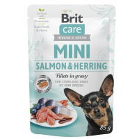 Brit Care Dog Adult Mini Sterilised Salmon and Herring Fillets in gravy 