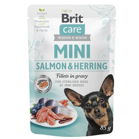 Brit Care Dog Adult Mini Sterilized Salmon and Herring Fillets in gravy