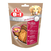 8in1 Fillets Pro Skin & Coat Ласощі для собак куряче філе з лляною олією для шкіри та вовни