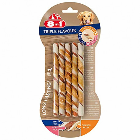 8in1 Triple Flavour Ласощі для собак плетені палички