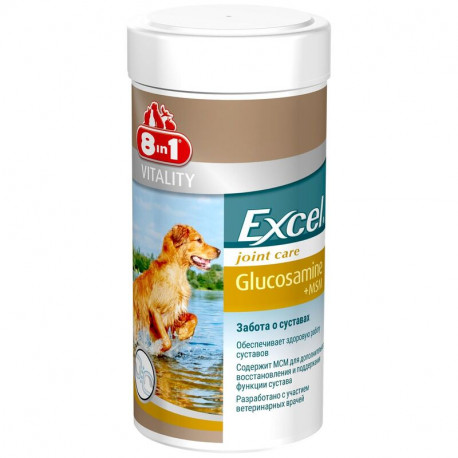 8in1 Vitality Excel Joint Care Glucosamine + MSM Кормова добавка для суглобів з глюкозаміном ЧСЧ та вітаміном С