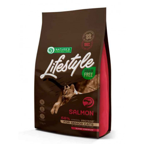 Nature's Protection Lifestyle Cat Senior Grain Free Salmon Беззерновой сухой корм для пожилых кошек с лососем