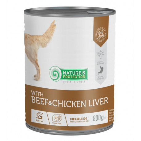 Nature's Protection Dog Adult Beef & Chicken Liver Консервы для взрослых собак с говядиной и куриной печень