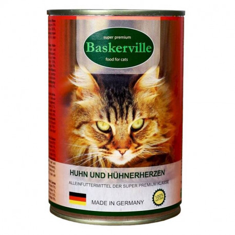 Baskerville Super Premium Консервы для взрослых кошек с курицей и сердцем