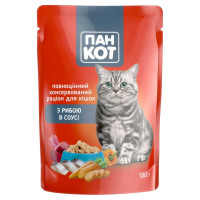 Пан Кот Консервы для взрослых кошек с сочной рыбой в соусе