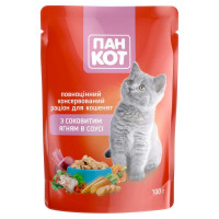Пан Кіт Консерви для дорослих кішок з соковитим ягнятком у соусі