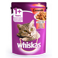 Whiskas Casserole Консервы для взрослых кошек с говядиной в желе