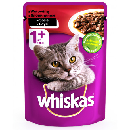 Whiskas Adult Консервы для взрослых кошек с говядиной в соусе
