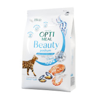 Optimeal Cat Beauty Podium Shiny Coat & Dental Care Сухой корм для взрослых кошек для блеска шерсти и уход за зубами
