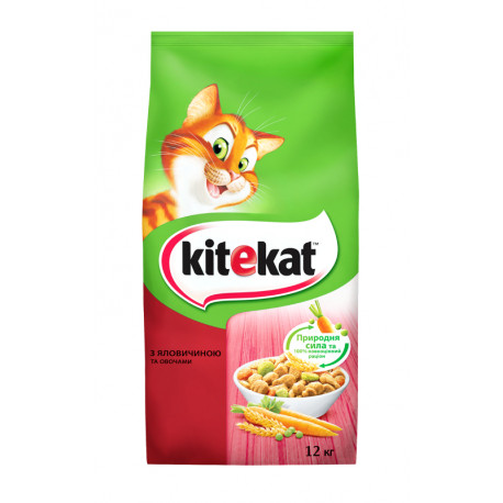 Kitekat Сухой корм для взрослых кошек с говядиной и овощами