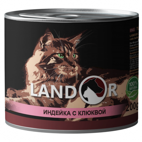 Landor Cat Adult Sterilized Turkey & Cranberry Консервы для взрослых стерилизованных кошек с мясом индейки и клюквой