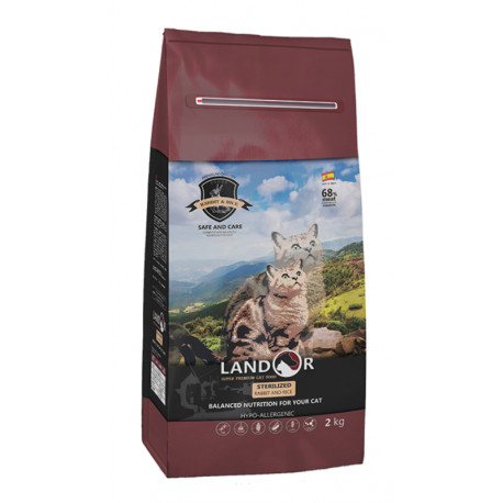 Landor Cat Adult Sterilized & Light Rabbit & Rice Сухой корм для взрослых стерилизованных кошек с кроликом и рисом