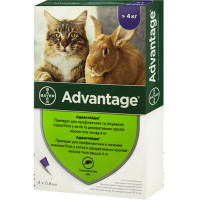 Advantage Капли на холку от блох и клещей для кошек от 4 кг