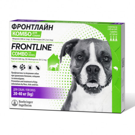 Frontline Combo Spot On L Краплі на холку від бліх та кліщів для собак від 20 до 40 кг