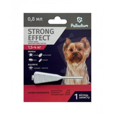 Palladium Strong Effect Краплі від бліх кліщів та комарів для собак від 1,5 до 4 кг