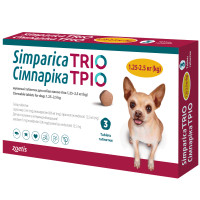 Zoetis Simparica Trio Таблетки для собак від бліх кліщів та глистів 1,25 -2,5 кг