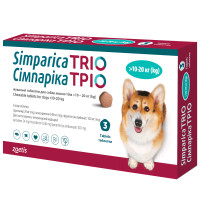 Zoetis Simparica Trio Таблетки для собак від бліх кліщів та глистів 10 - 20 кг