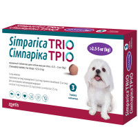 Zoetis Simparica Trio Таблетки для собак от блох клещей и глистов 2,5 - 5 кг