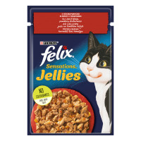 Felix Sensations Jellies Консерви для дорослих кішок з яловичиною та томатами в желе