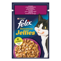 Felix Sensations Jellies Консерви для дорослих кішок з качкою та шпинатом у желе